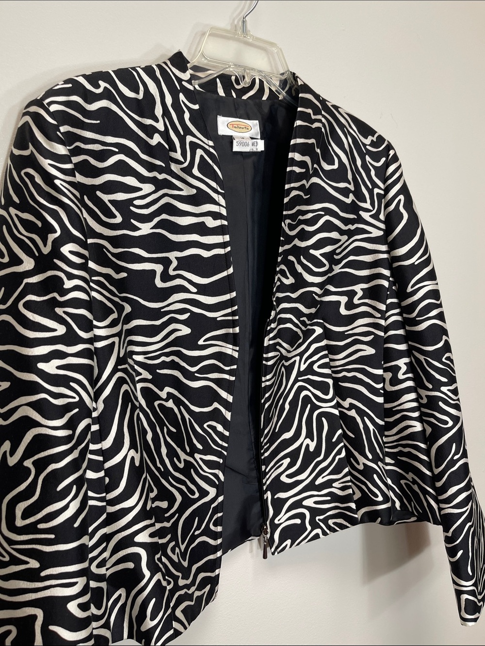 Talbots Silk Wool Zebra Zipper Front Blazer - Picture 12 of 12